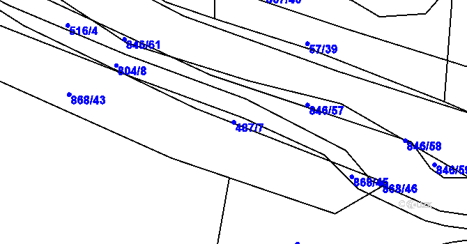 Parcela st. 487/7 v KÚ Vranová Lhota, Katastrální mapa