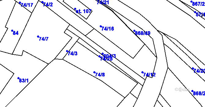 Parcela st. 804/3 v KÚ Vranová Lhota, Katastrální mapa