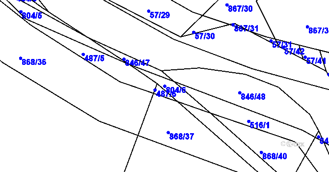 Parcela st. 804/6 v KÚ Vranová Lhota, Katastrální mapa