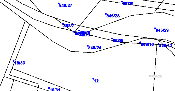 Parcela st. 846/24 v KÚ Vranová Lhota, Katastrální mapa
