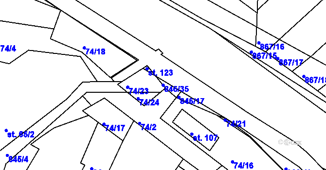 Parcela st. 846/35 v KÚ Vranová Lhota, Katastrální mapa