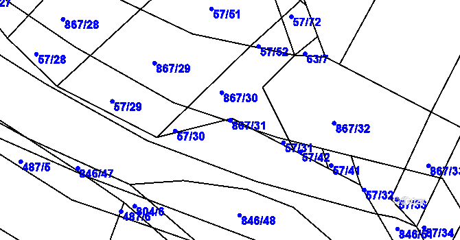 Parcela st. 867/31 v KÚ Vranová Lhota, Katastrální mapa