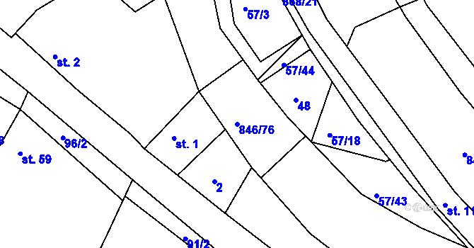 Parcela st. 846/76 v KÚ Vranová Lhota, Katastrální mapa