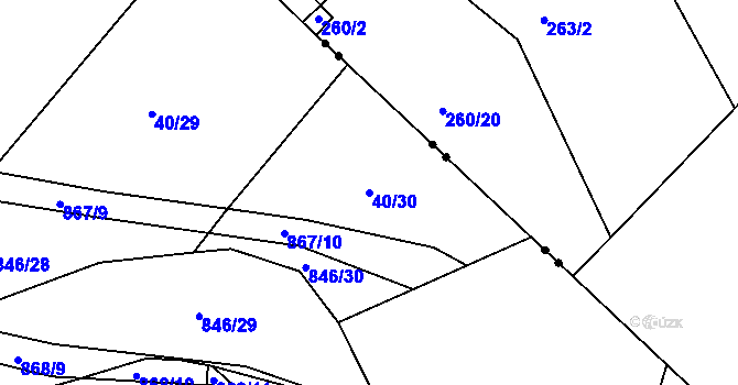 Parcela st. 40/30 v KÚ Vranová Lhota, Katastrální mapa