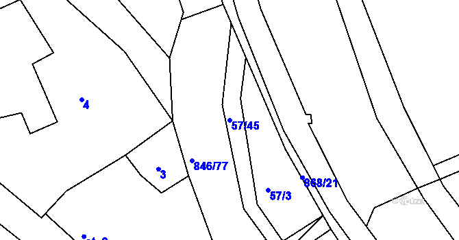 Parcela st. 57/45 v KÚ Vranová Lhota, Katastrální mapa