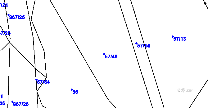 Parcela st. 57/49 v KÚ Vranová Lhota, Katastrální mapa