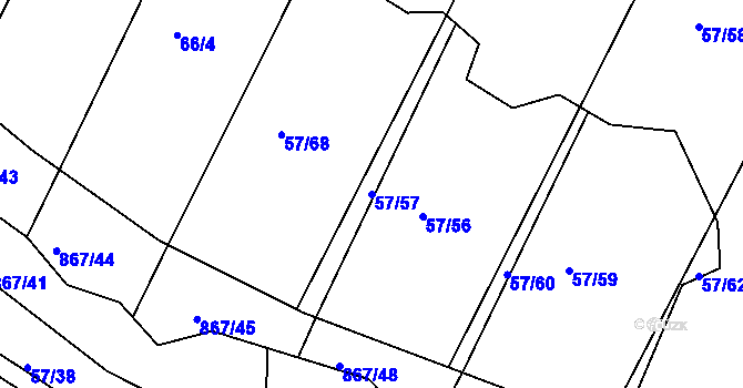 Parcela st. 57/57 v KÚ Vranová Lhota, Katastrální mapa