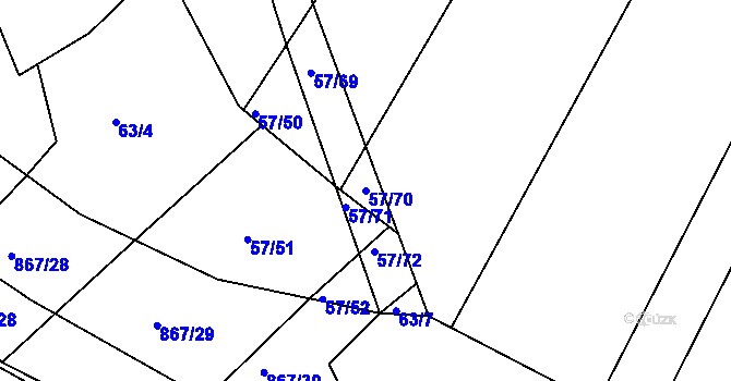 Parcela st. 57/70 v KÚ Vranová Lhota, Katastrální mapa