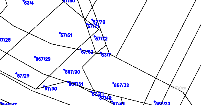 Parcela st. 63/7 v KÚ Vranová Lhota, Katastrální mapa