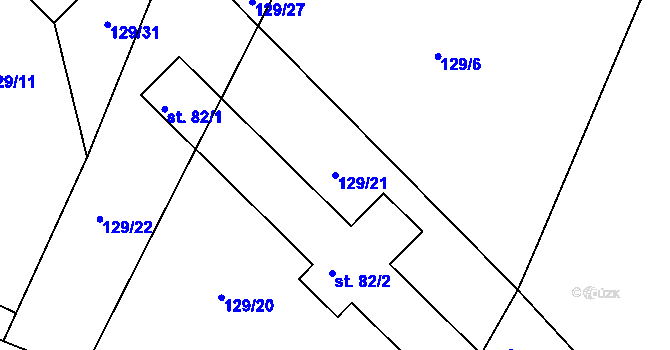 Parcela st. 129/21 v KÚ Vranová Lhota, Katastrální mapa