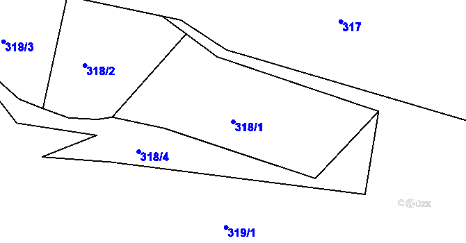 Parcela st. 318/1 v KÚ Vranová Lhota, Katastrální mapa