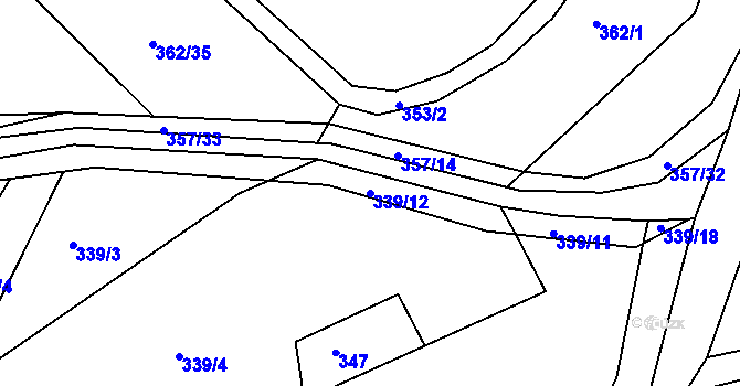 Parcela st. 339/12 v KÚ Vranová Lhota, Katastrální mapa