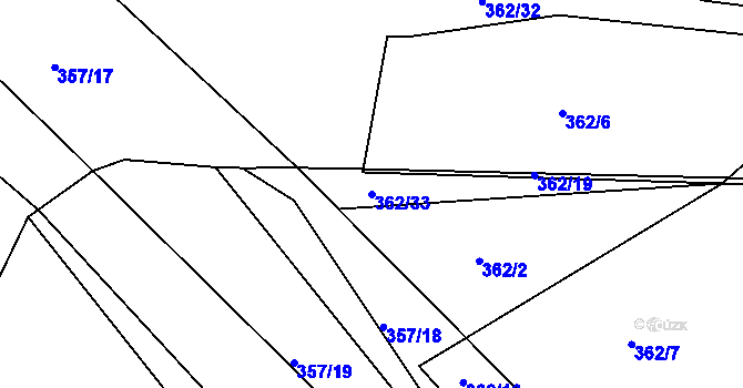 Parcela st. 362/33 v KÚ Vranová Lhota, Katastrální mapa