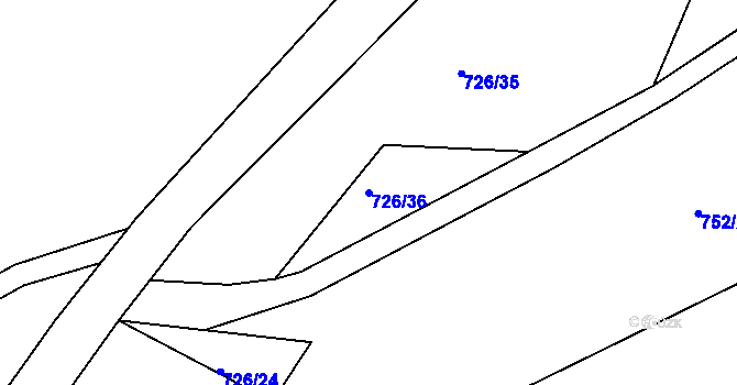 Parcela st. 726/36 v KÚ Vranová Lhota, Katastrální mapa
