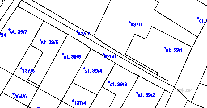 Parcela st. 825/1 v KÚ Vranová Lhota, Katastrální mapa