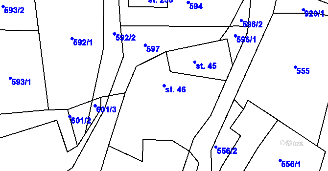 Parcela st. 46 v KÚ Hoděmyšl, Katastrální mapa