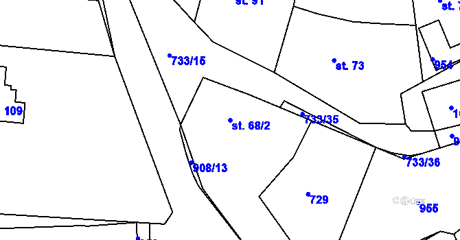 Parcela st. 68/2 v KÚ Hoděmyšl, Katastrální mapa