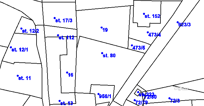 Parcela st. 80 v KÚ Hoděmyšl, Katastrální mapa