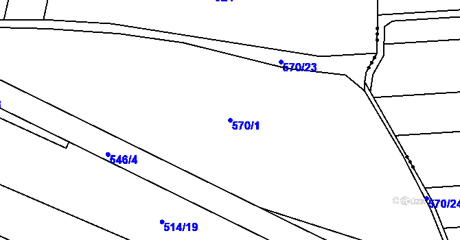 Parcela st. 570/1 v KÚ Hoděmyšl, Katastrální mapa