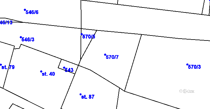 Parcela st. 570/7 v KÚ Hoděmyšl, Katastrální mapa