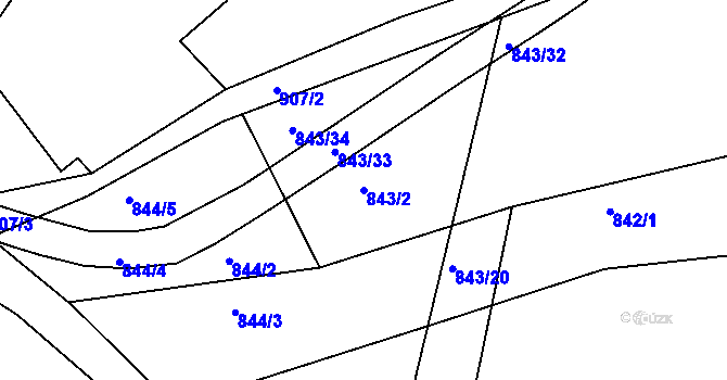 Parcela st. 843/2 v KÚ Hoděmyšl, Katastrální mapa