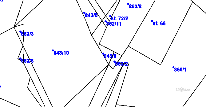 Parcela st. 843/6 v KÚ Hoděmyšl, Katastrální mapa