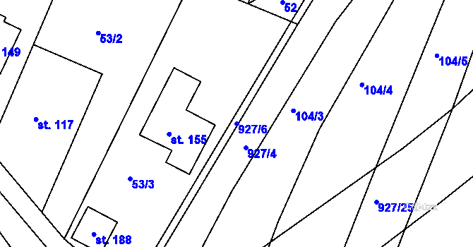 Parcela st. 927/6 v KÚ Hoděmyšl, Katastrální mapa