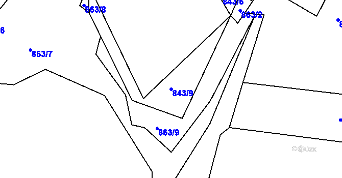 Parcela st. 843/9 v KÚ Hoděmyšl, Katastrální mapa