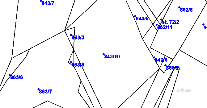 Parcela st. 843/10 v KÚ Hoděmyšl, Katastrální mapa