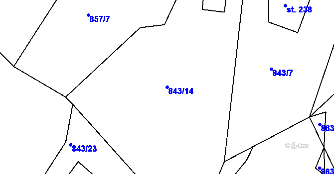 Parcela st. 843/14 v KÚ Hoděmyšl, Katastrální mapa