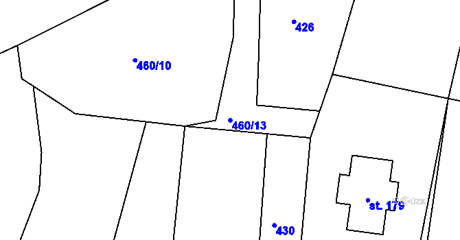 Parcela st. 460/13 v KÚ Hoděmyšl, Katastrální mapa