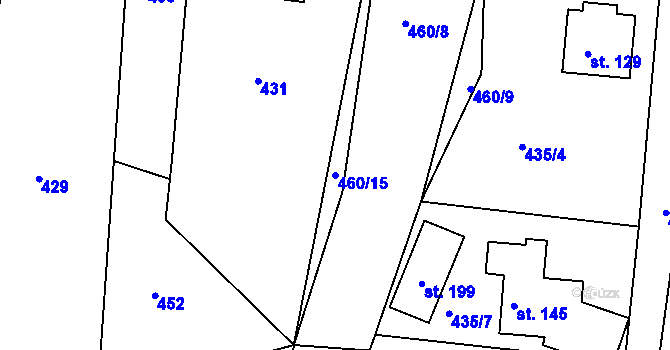 Parcela st. 460/15 v KÚ Hoděmyšl, Katastrální mapa
