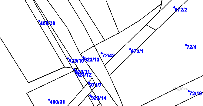 Parcela st. 72/42 v KÚ Hoděmyšl, Katastrální mapa
