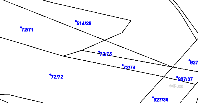 Parcela st. 72/73 v KÚ Hoděmyšl, Katastrální mapa