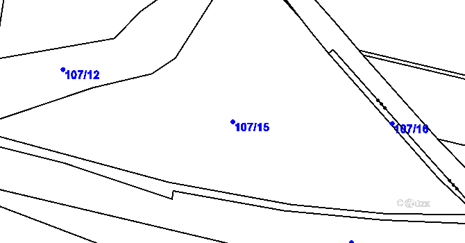 Parcela st. 107/15 v KÚ Hoděmyšl, Katastrální mapa