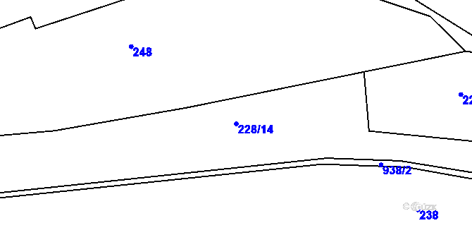 Parcela st. 228/14 v KÚ Hoděmyšl, Katastrální mapa