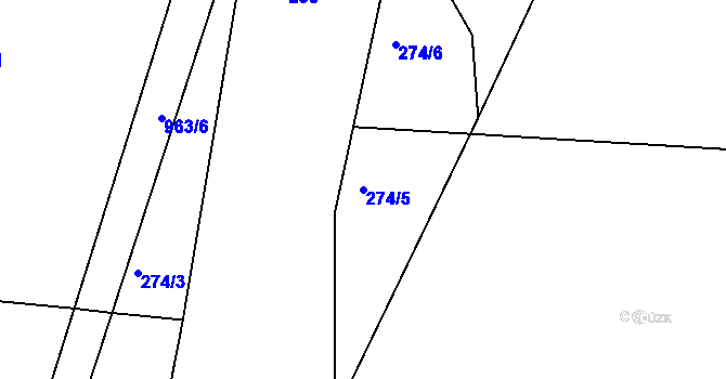 Parcela st. 274/5 v KÚ Hoděmyšl, Katastrální mapa