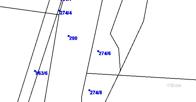 Parcela st. 274/6 v KÚ Hoděmyšl, Katastrální mapa