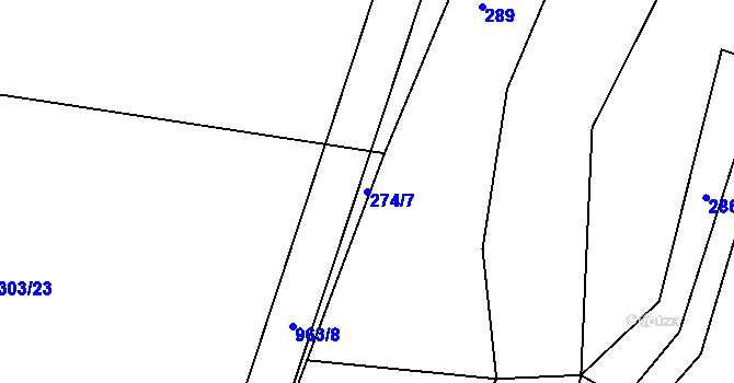Parcela st. 274/7 v KÚ Hoděmyšl, Katastrální mapa