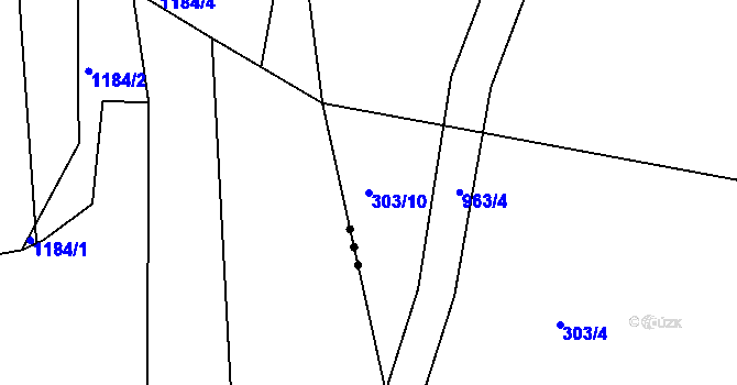 Parcela st. 303/10 v KÚ Hoděmyšl, Katastrální mapa