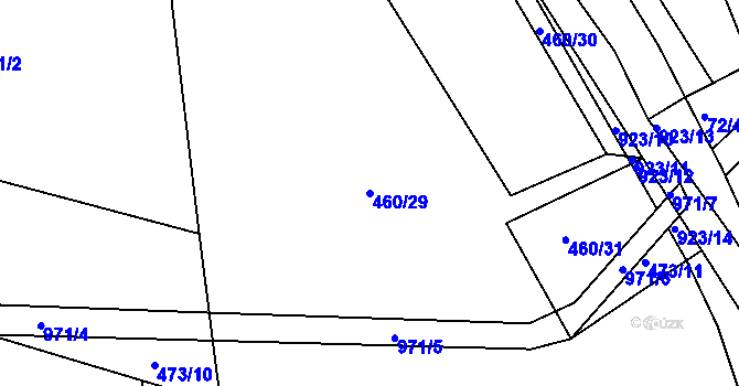 Parcela st. 460/29 v KÚ Hoděmyšl, Katastrální mapa