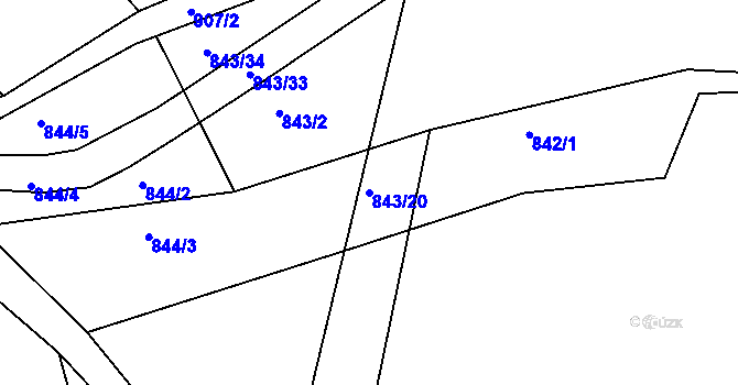 Parcela st. 843/20 v KÚ Hoděmyšl, Katastrální mapa