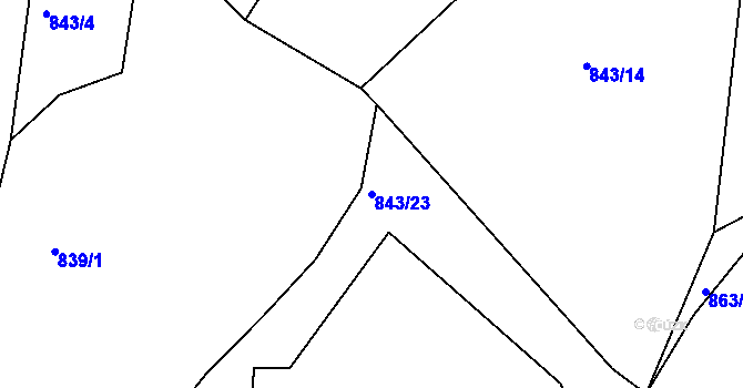 Parcela st. 843/23 v KÚ Hoděmyšl, Katastrální mapa