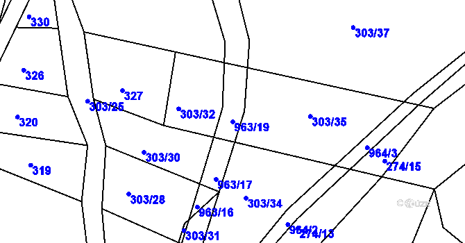Parcela st. 963/19 v KÚ Hoděmyšl, Katastrální mapa