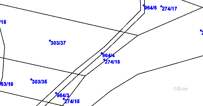 Parcela st. 964/4 v KÚ Hoděmyšl, Katastrální mapa