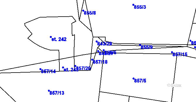 Parcela st. 843/27 v KÚ Hoděmyšl, Katastrální mapa