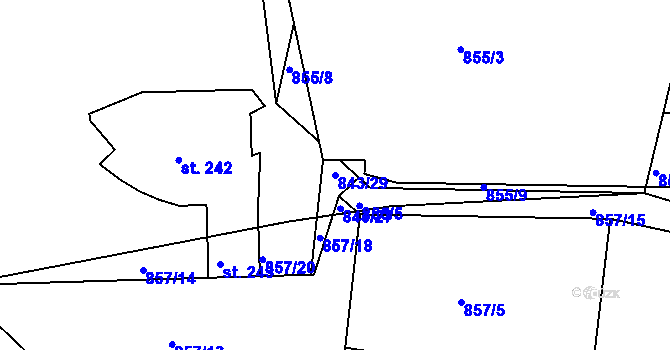 Parcela st. 843/29 v KÚ Hoděmyšl, Katastrální mapa