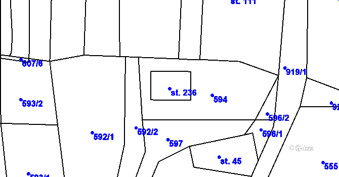 Parcela st. 236 v KÚ Hoděmyšl, Katastrální mapa