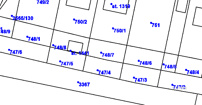 Parcela st. 748/7 v KÚ Vranovice nad Svratkou, Katastrální mapa
