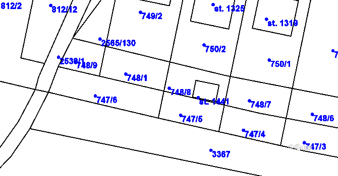 Parcela st. 748/8 v KÚ Vranovice nad Svratkou, Katastrální mapa